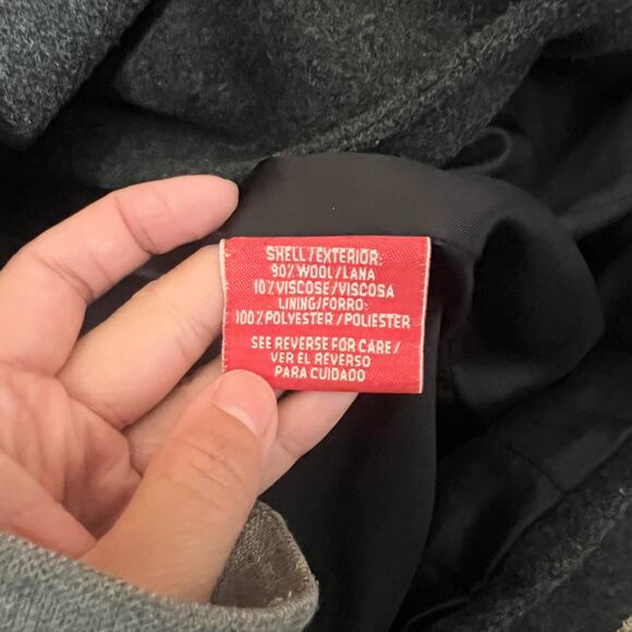 Esprit Womens Double Breasted Wool Pea Coat L Gray Classic Preppy Minimalist - Picture 3 of 9